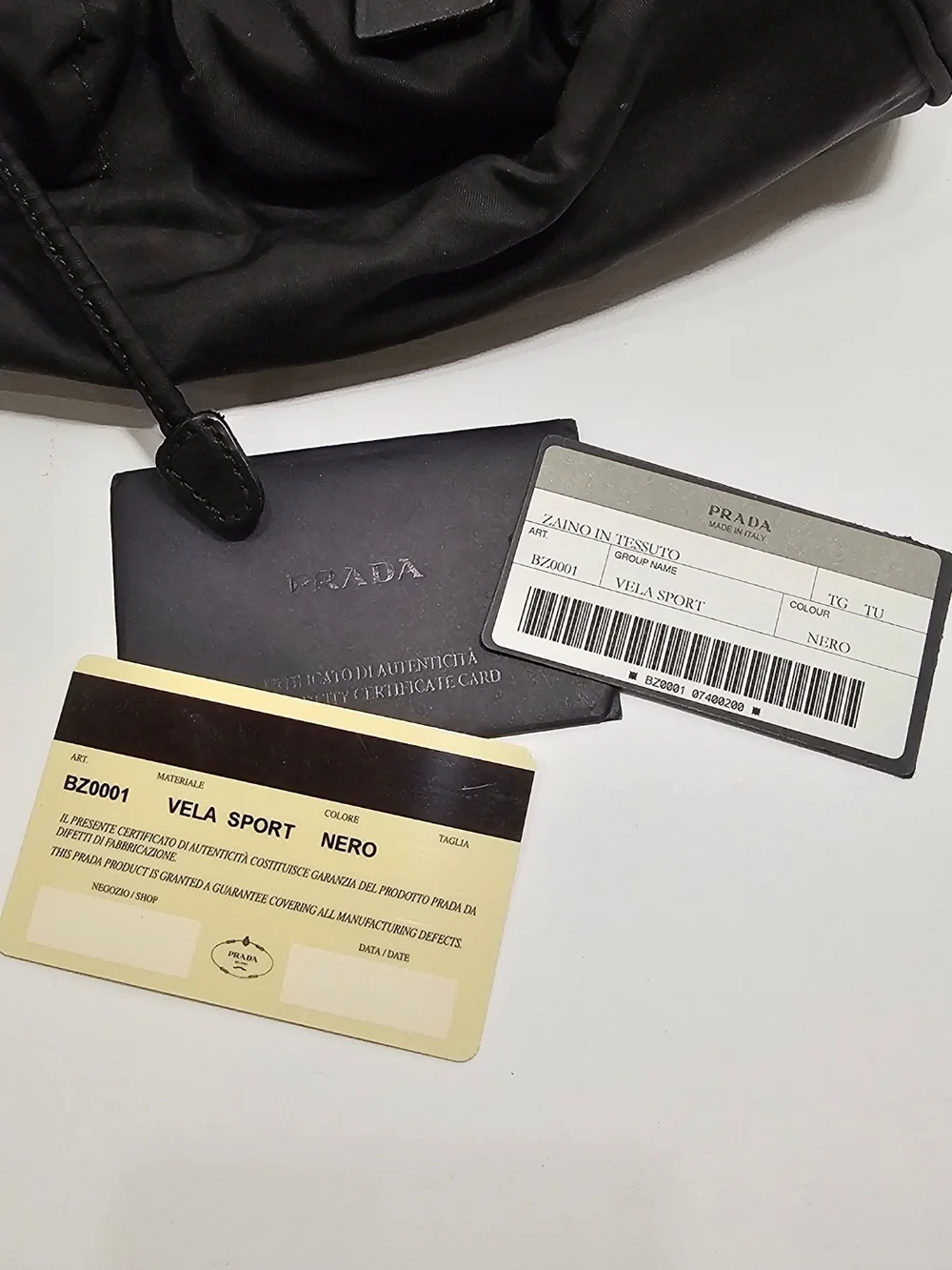 Prada Vela Sport Nero Backpack BZ001 with Autehticity Card/Retail Tag & Dust Bag - Picture 11 of 16